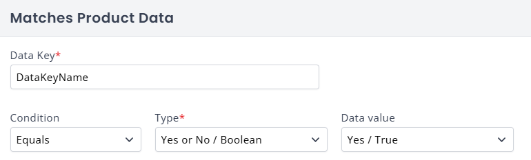Specify the datakey name and its condition
