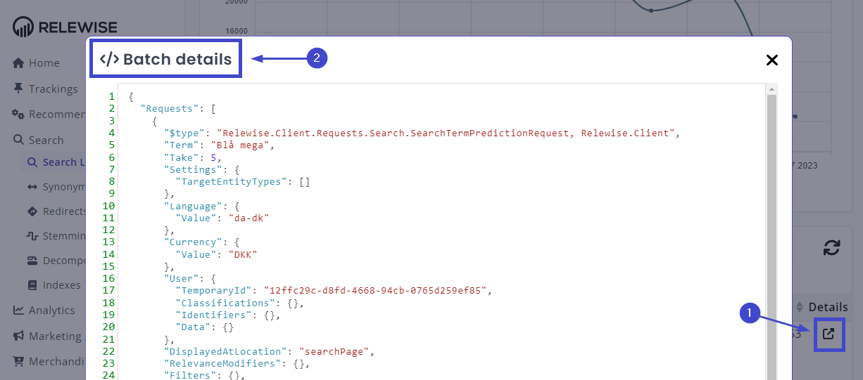 My Relewise Search Batch Request