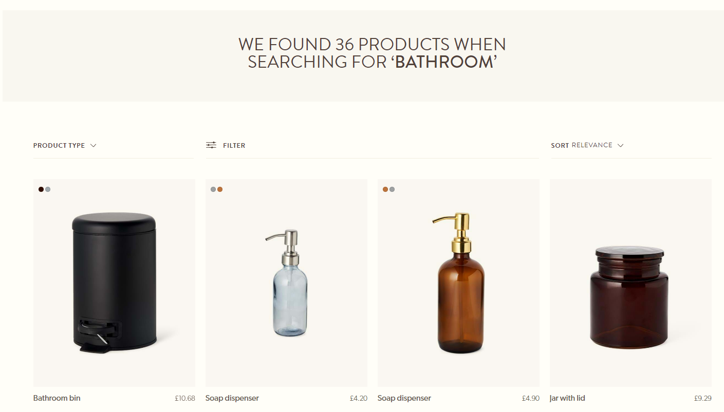 Example of usage of the product search