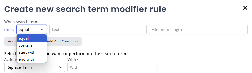 Search term modifier conditions