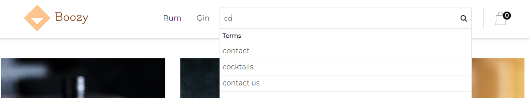 Example of usage of the search term prediction