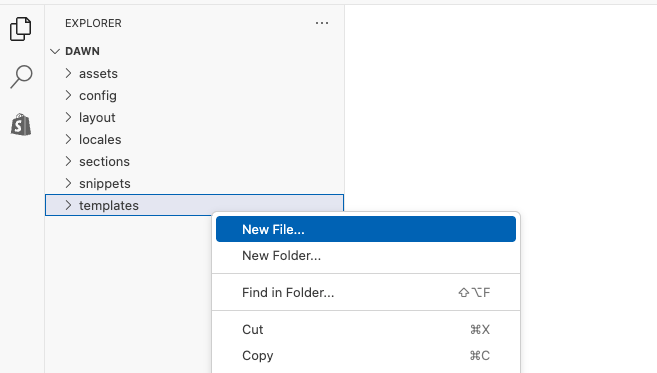 Create a new content template in Shopify